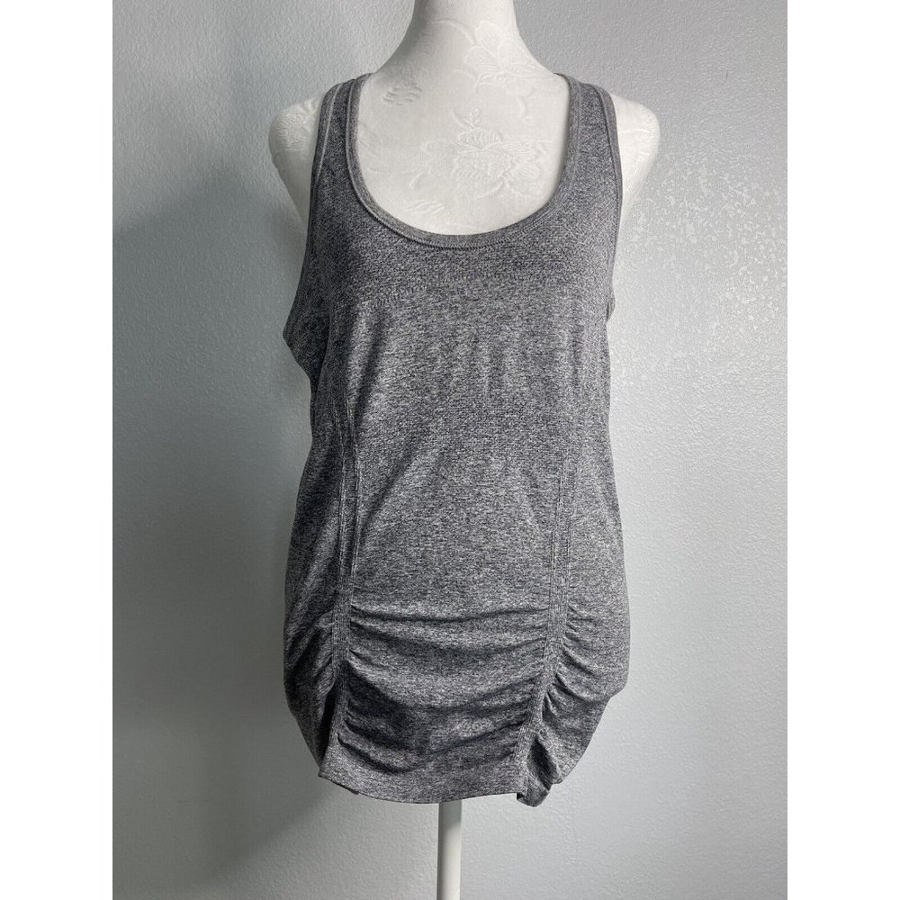 Athleta Womens Medium Gray Fast Track Active Racerback Tank Top Ruched Sides